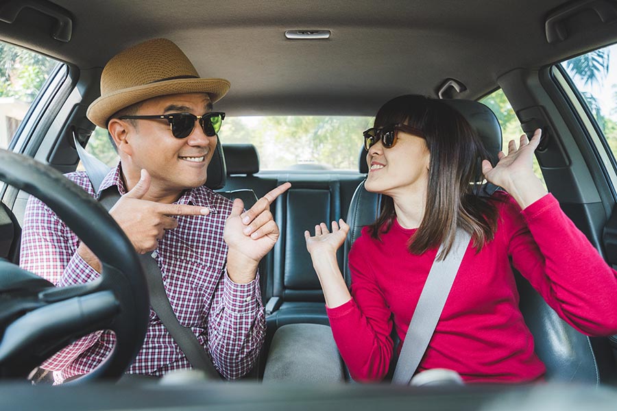 Contact - Young Couple Dance in Their Car, Wearing Sunglasses, Ready For a Road Trip